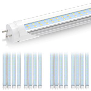 T8 4FT LED Light Bulbs, Type B G13, Bi pin 24W 6000K-6500K, T12 4 Foot LED Tubes for Fluorescent Fixtures, Clear, Dual Ended Power, Remove Ballast, Garage Warehouse Shop Lights