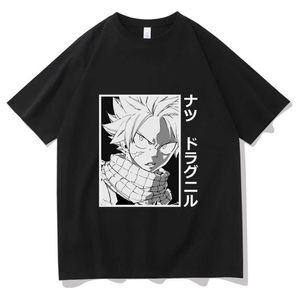 Męskie koszulki manga bajki ogon tshirt eterous Natsu Dragneel Print Tshirt Fire Dragon End T Shirt Men Men Men Casual Fashion Tee J230217