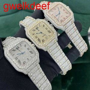 Wristwatches Luxury Custom Bling Iced Out Watches White Gold Plated Moiss anite Diamond Watchess 5A high quality replication Mechanical MTJ88888