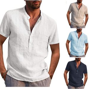 Summer T-shirts krótkoczestrowy T-shirt bawełniany i lniany LED Casual Men's Tshirts Shirt Mężczyzna oddychający S-3XL