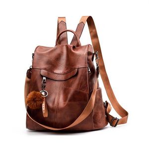 Mochila Mulheres Mulheres Bolsas de Escola de ombro para meninas adolescentes Couro vintage Anti -roubo Backpack Back Pack Lady3253