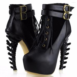 SURES Buty LF40601 Punk Lace Up Burekle High-Top Bone Bone Platforma Platforma kostki