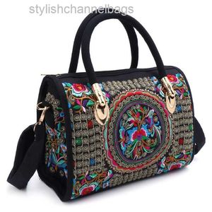 Totes Women Floral Embroidered Handbag Ethnic Boho Canvas Shopping Tote Zipper Bag 0217/23