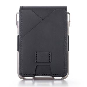 Mode RFID Aluminium Metall Echtes Leder -Bifold -Geldb￶rsen f￼r M￤nner Frauen ID Bankkarte Halter schlanker Vordertaschen -Brieftet Case230J