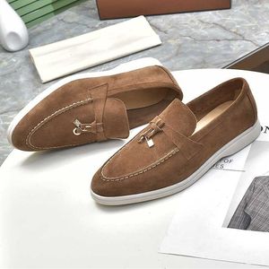 Italy Designer Shoes Loropiana in Early Spring of 2023 New Song Yanfei's Same Lp Lefu Shoes Women's British Leather Shoes with Lazy People's Bean Shoes