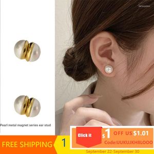 Stud Earrings 1 Pair Pearl Magnet Without Piercing Design Painless For Modern Women 2023 Jewelry Unusual Ear Clips