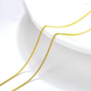 Kedjor MXGXFAM (45 cm x 1 mm) Små 18 tum kedjehalsband för män Kvinnor 24 K Pure Gold Color Fashion Jewelry Match Hängen