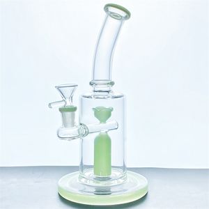 Lotus Drill Glass Pipe Glass Smoke Pipe Glass Bowl Water Pipe, Bubbler Portable med 1 Perc 14mm Manlig kontakt GB-380-S