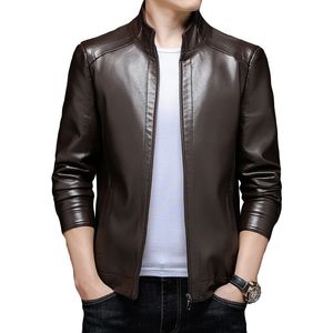 Men's Jackets Faux Leather Business Stand Collar Mens Windproof Simple Pure Color man High Quality faux leather PU Coat 230217