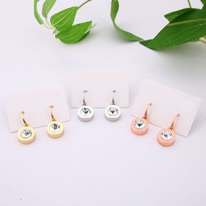 Charm kolye kristal takılar elmas küçük tasarımcı küpeler moda trendy kaplama altın pembe kanca kadınlar için takı tasarımcısı küpe E23