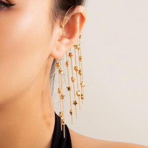 Backs kolczyki Lacteo Vintage Star Long Tassel Ear Clip Fake No Kurkings Dangle Cuff for Women Party Jewelry Gifts Akcesoria