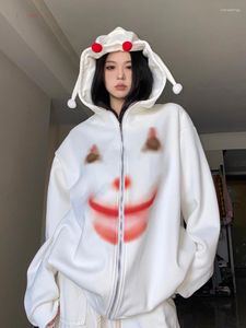 Kadın Hoodies Zip Hoodie Kış Giysileri Kadın Soyuklu Sıradan Sevimli Palyaço Sweatshirt Sonbahar Çift Fermuarı Top