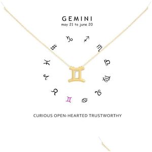 Pendant Necklaces Minimalism 12 Constellation Gemini For Women Zodiac Gold Sliver Chains Necklace Valentines Gifts Fashion Jewelry D Dhgsi