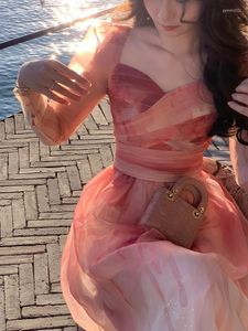 カジュアルドレスエレガントなフローラルワンピースドレス韓国スタイルの長袖フェアリー2023春のデザインイブニングパーティーウーマン