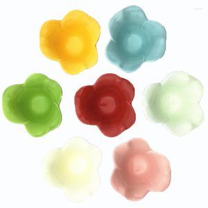 Ciotole Ciotola In Ceramica Mini Piatto Vassoio Di Salsa Bol Colorato A Forma Di Fiore Bambini Zuppa Barca Dessert Piatto Piccolo Porcellana 4 Pz/set