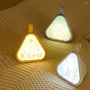 Nattljus 1 Set Light LED -lampa Creative Bedside Abs Table Hanging Design Ladda med klistermärken