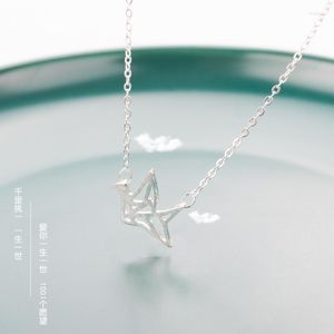 Choker retro proste metalowe tysiące żurawia papierowe osobowość osobowość srebrna platowana dziewczyna łańcuch golowy charm dama dar urodzinowa biżuteria