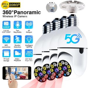 1/2/4 PCS E27 لمبة كاميرا 5G مراقبة WIFI CAM CAM Night Vision Full Coll