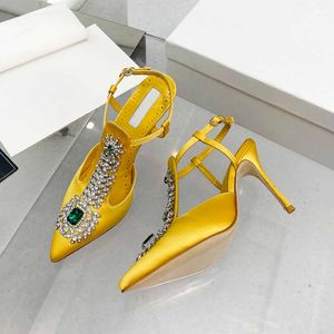 Обувь обуви 2022 весна и летняя европейская и американская новая женская высокие каблуки Crystal Декоративные сандалии 34-43 ярдов L230216