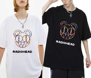 Erkekler tişörtler Thom Yorkeenglish rock grubu tees anime karikatür tarzı radyo başı baskı tişörtleri kısa kollu alternatif rockindie rock tshirt j230217