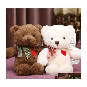 Animais de pel￺cia de pel￺cia 35cm / 50cm Lovely Teddy Bear Toys Bears fofos com bonecas de cora￧￣o Doll Girls Valentines Gift Kids Baby Christmas Brin Dhnd7