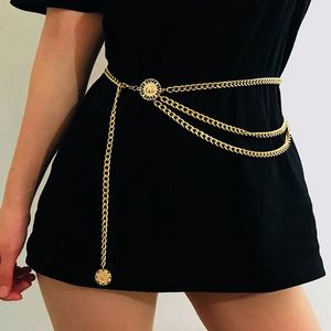 Cintos Hip Hop Mulheres Fashion Belt cintura ouro prata de prata multi -camadas inoxidáveis ​​na moda de rua de rua de rua de rua de verão, correntes de jóias para jóias