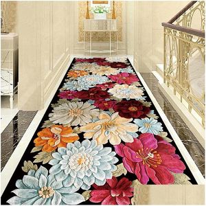 Carpets Flores criativas Flores europeias Capacho do corredor da sala de estar de quarto tapetes tapetes escadas da cozinha Carpet Antiskid el Drop Delivery home dhe1v