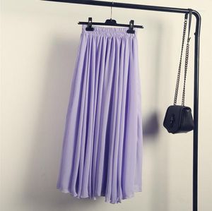 Röcke Ausgezeichnete Qualität 3 Schicht Hohe Taille Große Runde Böhmischen Stil Casual Maxi Rock Frauen Mode Chiffon Lange Jupe Falda