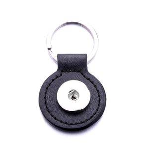 Ключевые кольца круглые черные кожаные украшения из кожи PU 18 мм кнопки для защелки