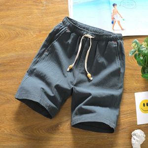 Mäns shorts Sommarmode Män Solid Color Casual Shorts Bermuda Thin Breattable Cotton Loose Shorts Men's Short Pants Activewear Z0216