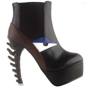 Dress Shoes LF80670 SHOW STORY Punk Black Eyes High-top Bone Platform Ankle Boots