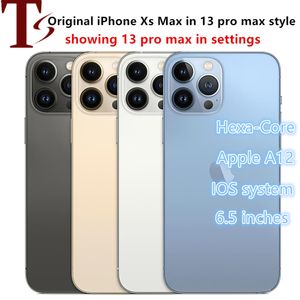 Apple Original iphone Xsmax in 13 pro Max style phone 13pro max box ile kilidi açıldıKamera görünümü 4G RAM 64GB ROM akıllı telefon