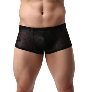 Underbyxor mode män sexiga underkläder spetsport kort shorts boxer stora man boxersunderbyxor