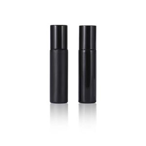 10ML Black Essential Oil Bottle Glass Roll On Perfume Crystal Roller Ball Bottles Cosmetic Packing Bottle C4