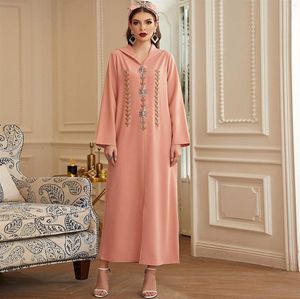 Vestido de roupas étnicas Mulheres muçulmanas hijab abaya peru islã kaftan com capuz roupas longas roupas caftan marocain diamante partido vestido longo