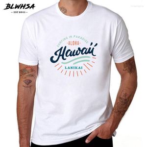 Мужские рубашки T BLWHSA Summer Fashion Hip Hop Men's Men's Relp Retro Hawaiian Badge Printed Men Clothing College Fot Style
