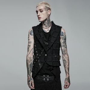 Coletes masculinos punkrave gótico assimétrico punk belas personalidade de personalidade oca com cintura sem mangas 230217