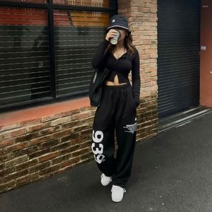 Damenhose koreanische Version Hip-Hop High Street Loose Lose Casual Womens Y2K Fashion Buttock Heben Sport lang