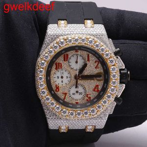 Wristwatches Luxury Custom Bling Iced Out Watches White Gold Plated Moiss anite Diamond Watchess 5A high quality replication Mechanical DFMF 68888