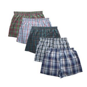 Underpants 5Pcs/lot Boxer Men Thin Underwear Cotton Man Plus Size Short Breathable Plaid Flexible Shorts Male 5XL 6XL