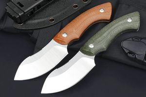 New M6697 Survival Straight Hunting Knife 14C28N Satin Blade CNC Full Tang Flax Handle Outdoor Fixed Blade Tactical Knives with Kydex