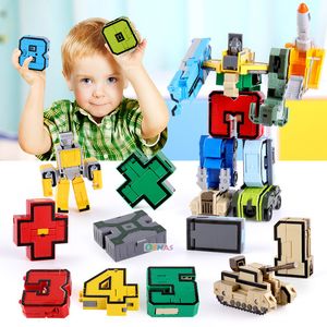 Action Toy Figures GUDI Educational Assemble Robots Transformation Building Blocks Action Figure Car Model Deform Number Letters Alphabet Math Toys 230217