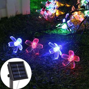 Strängar 7m 50Led Solar Flowers Lighting Chain Party Deco Christmas Lights Tree Decorations Garden Accessories Outdoor