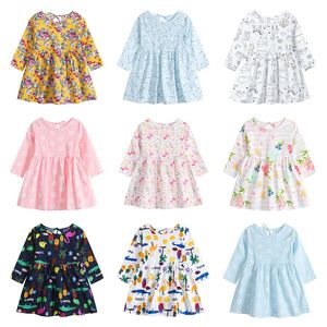Vestidos de meninas primavera outono 06t manga longa fofa impressão infantil Princesa para crianças concurso de festas 230217