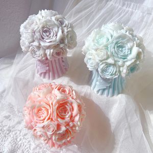 Candles Flower Bouquet Candle Mold Table Decoration Peony Floral Pillar Silicone Luxury Unique Wedding Gift 230217