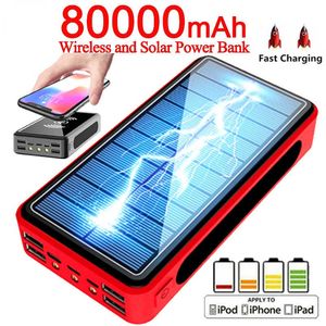 Cell Phone Power Banks 80000mAh Wireless Solar Powerbank Caricabatterie rapido con porta 4USB LED Light Telefono cellulare esterno Ricarica rapida per J230217