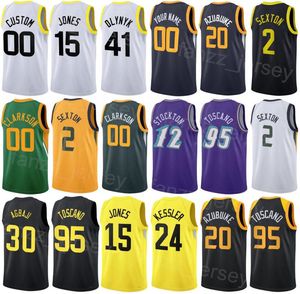 Print City Basketball Russell Westbrook Jersey 99 Juan Toscano-Anderson 95 Damian Jones 15 Clarkson 00 Udoka Azubuike 20 Walker Kessler 24 Rudy Gay 22 Men Youth