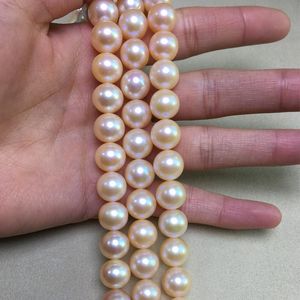 Chains Freshwater Pearl Necklaces For Women Round Shape With Size 11-12 Mm Perfect Luster Jewelry Diy Loose Strands NecklaceChains