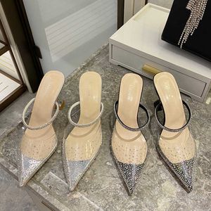 Dress Shoes 2022 Fashion Slides High Heels Shoes Women Pumps Sandals Female Casual Outside Ladies Sexy Party Luxury Rhinestones Mules L230216