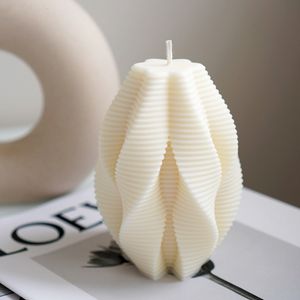 Candles Ribbed Swirl Silicone Candle Mold DIY Handmade Geometric Wave Twirl Plaster Aromath Soap Molds Taper Abstract Art Home Decor 230217